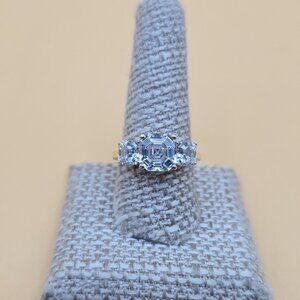 Size 9.5 Gold Over Sterling Silver Asscher Cut Cubic Zirconia Ring A5420